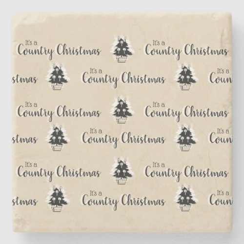 Old Fashioned Country Christmas Trees  Stone Coaster