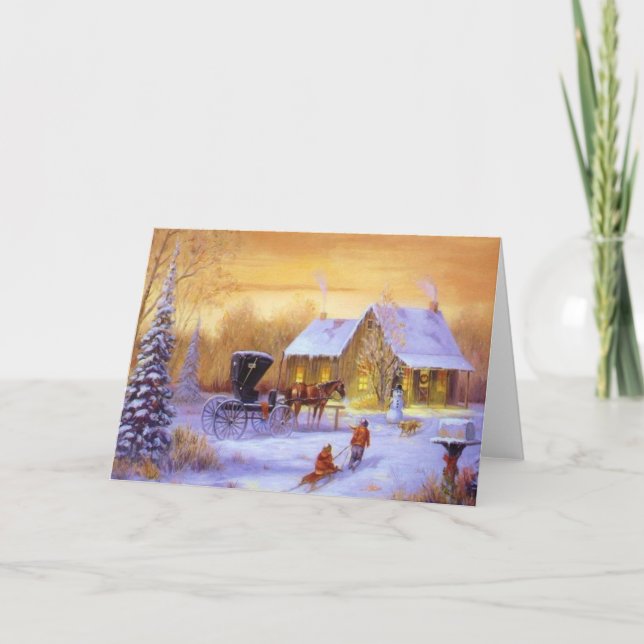 Old Fashioned Country Christmastime Holiday Card (Front)