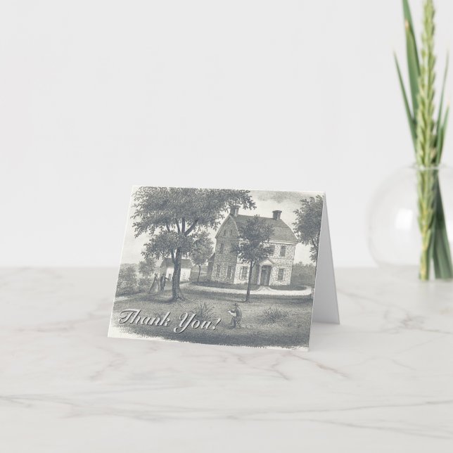 Old Fashioned Country House "Thank You!" Thank You Card (Front)