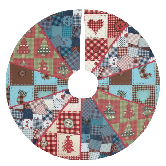 Old Fashioned Country Quilted Patterns Brushed Polyester Tree Skirt
