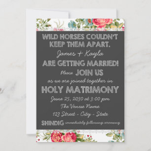 Old Fashioned Country Rose Chintz Wedding Invitation