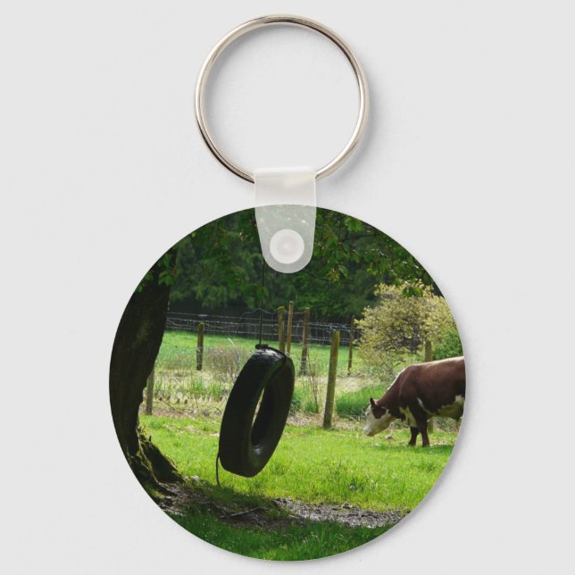 Old Fashioned Country Tire Swing Keychain (Front)