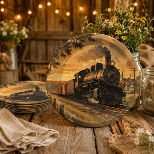 Old-Fashioned Country Train Paper Plates