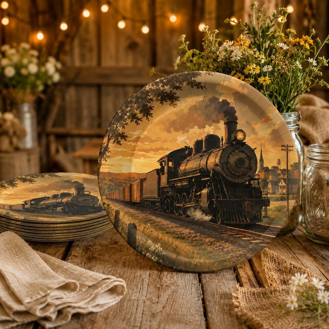 Old-Fashioned Country Train Paper Plates (Creator Uploaded)