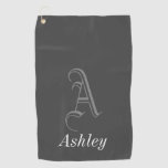 [ Thumbnail: Old Fashioned Custom Name and Initial Letter Golf Towel ]