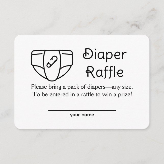Old Fashioned Diaper Raffle Ticket Enclosure Card (Front)