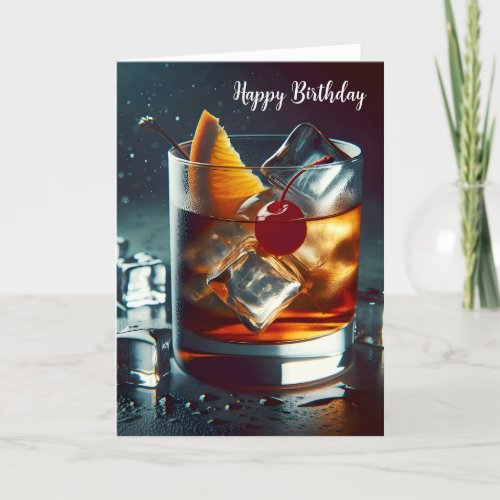 Old Fashioned Drink Birthday Card