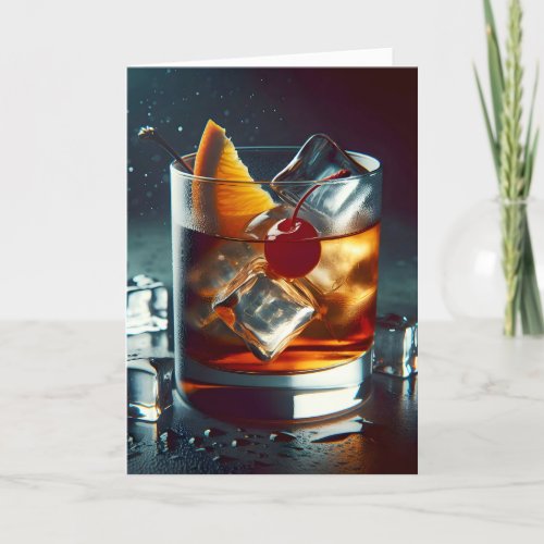 Old Fashioned Drink Birthday Wish Card