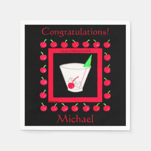Old Fashioned Drink Congratulations Custom Name Paper Napkins