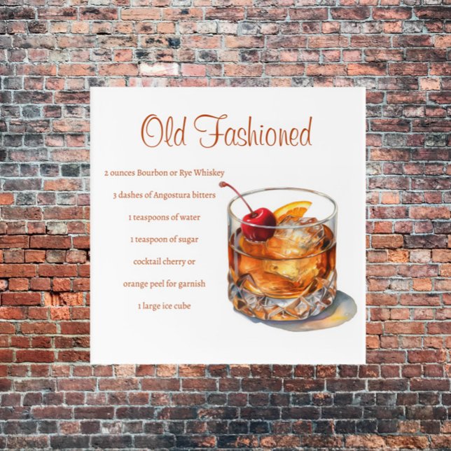 Old Fashioned Drink Recipe Acrylic Print (Creator Uploaded)
