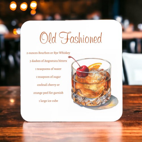 Old Fashioned Drink Recipe Beverage Coaster