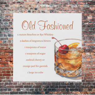 Old Fashioned Drink Recipe Faux Canvas Print