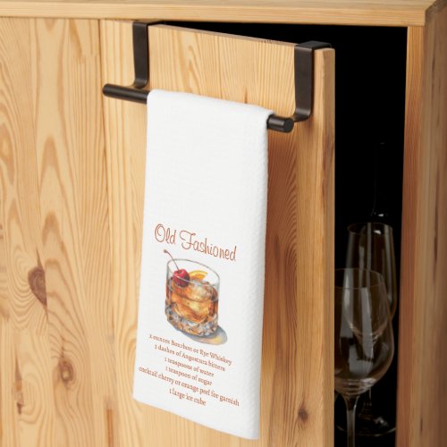 Old Fashioned Drink Recipe Kitchen Towel