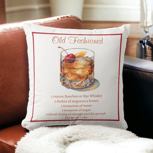 Old Fashioned Drink Recipe Throw Pillow