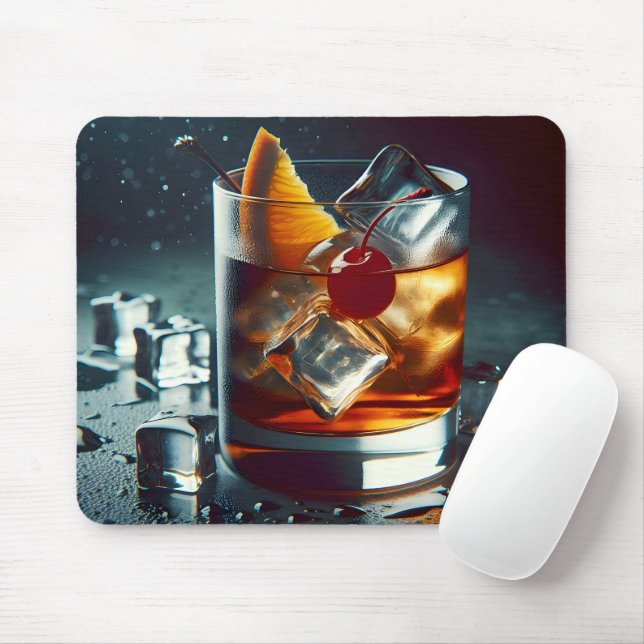 Old Fashioned Drink With Ice Mouse Pad (With Mouse)