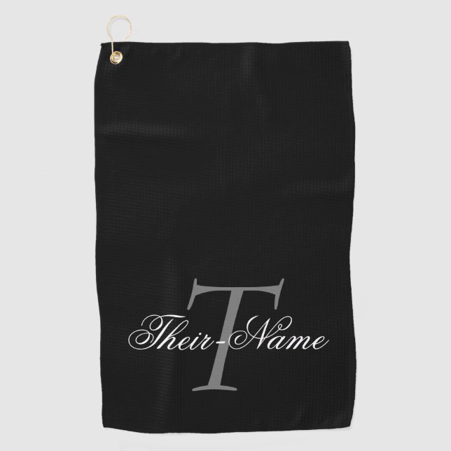 Old Fashioned Editable Name & Initial Golf Towel (Front)