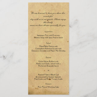 Old Fashioned Elegance Parchment Wedding Menu