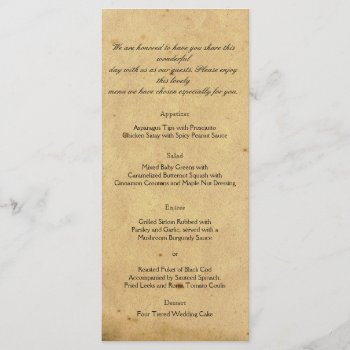 Old Fashioned Elegance Parchment Wedding Menu by NoteableExpressions at Zazzle