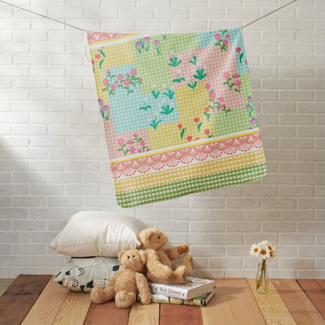 Old Fashioned Faux Quilt Baby Blanket (In Situ)