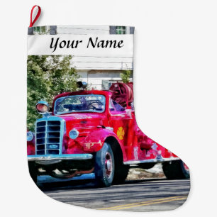 Old Fashioned Fire Truck Large Christmas Stocking