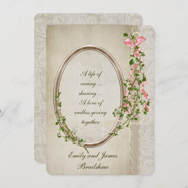 Old-Fashioned Floral Frame Invitation (Front/Back)