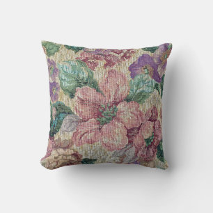 old-fashioned floral tapestry throw pillow