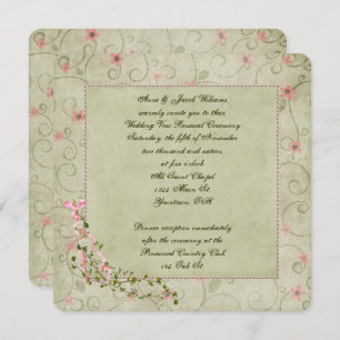 Old-fashioned floral Wedding Vow Renewal Invitation