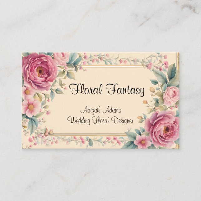 Old Fashioned Flowers and Frame Business Card (Front)