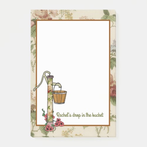 Old_fashioned Garden Pump with Wooden Bucket Post_it Notes