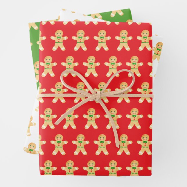 Old Fashioned Gingerbread Man Wrapping Paper Sheets (In situ)