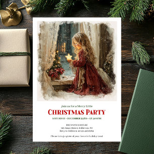 Old fashioned girl awaits Santa digital invitation