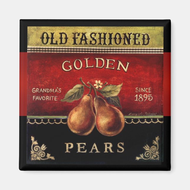 Old Fashioned Golden Pears Vintage Magnet (Front)