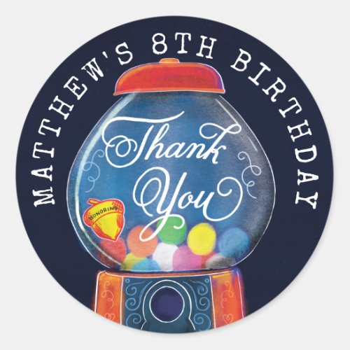 Old Fashioned Gumball Machine Birthday Thank You Classic Round Sticker