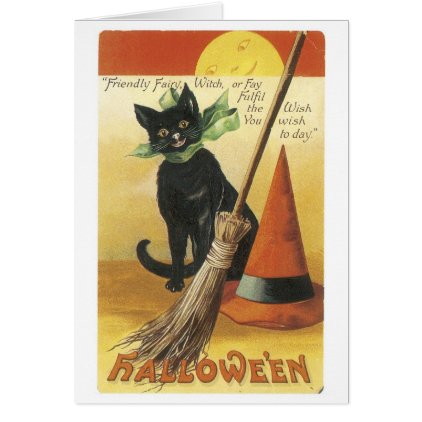 Old-fashioned Halloween, Black cat Card