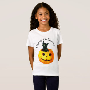 Old-fashioned Halloween, Black cat on Pumpkin T-Shirt