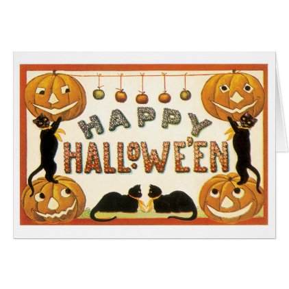 Old-fashioned Halloween, Black cats Card