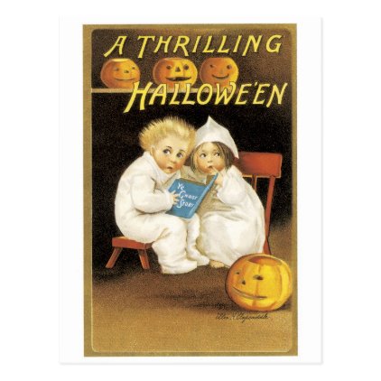 Old-fashioned Halloween, Boy & Girl Postcard