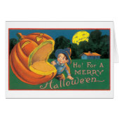 Old-fashioned Halloween, Boy with Jack-o'-lantern (Front Horizontal)
