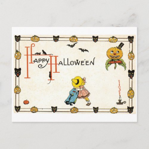 Old_fashioned Halloween Couple Postcard