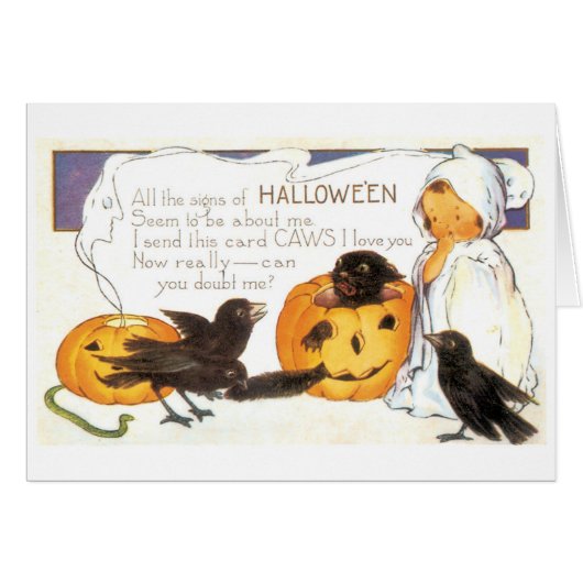 Old-fashioned Halloween, Crow Cards (Front Horizontal)