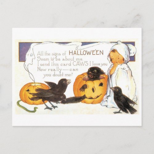 Old_fashioned Halloween Crow Postcard
