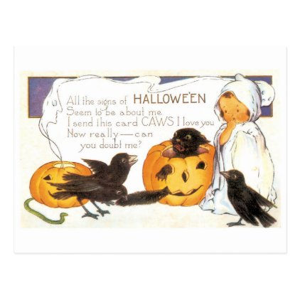 Old-fashioned Halloween, Crow Postcard