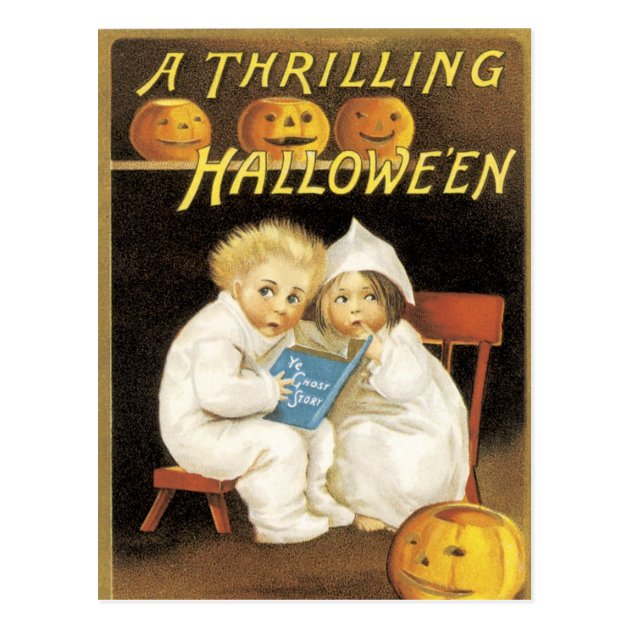 Old Fashioned Halloween Ghost Story Kids Postcard