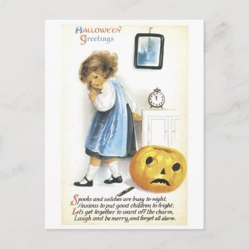 Old_fashioned Halloween Girl Postcard