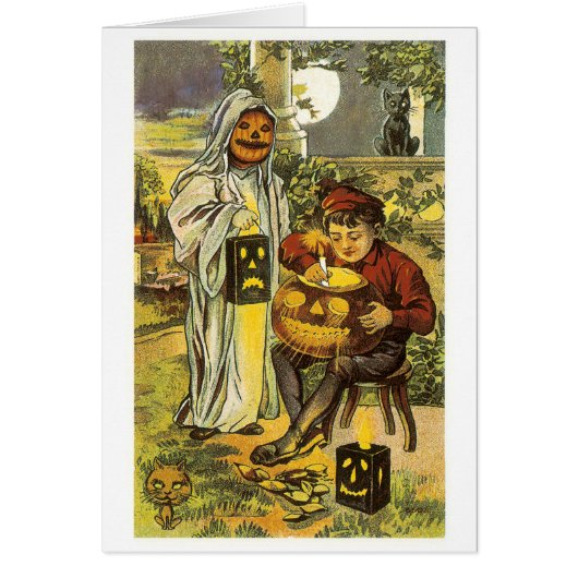 Old-fashioned Halloween, Jack-o'-lantern Cards (Front)