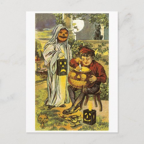 Old_fashioned Halloween Jack_o_lantern Postcard