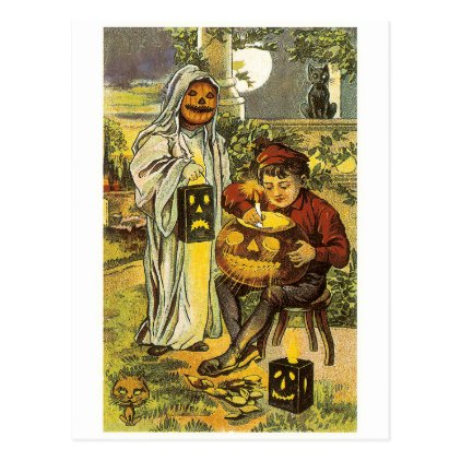 Old-fashioned Halloween, Jack-o'-lantern Postcard