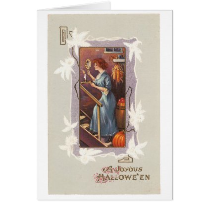 Old-fashioned Halloween, Lady with a Hand mirror Card