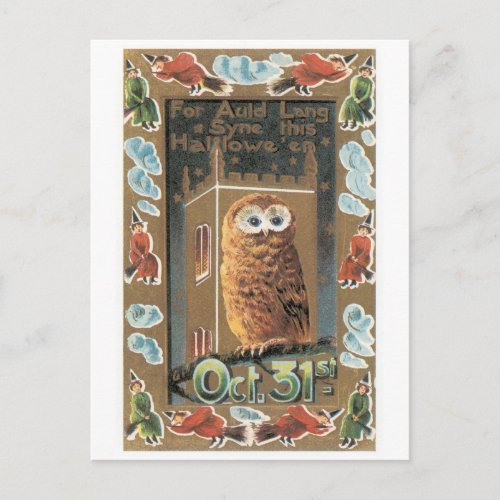 Old_fashioned Halloween Owl Postcard