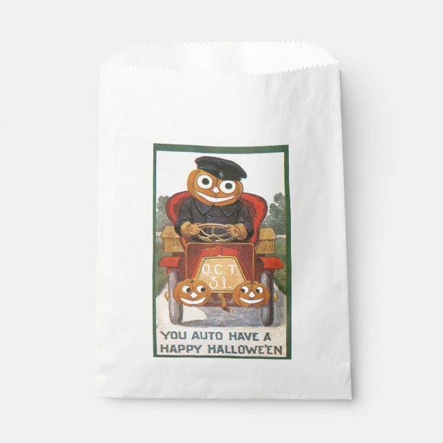Old-fashioned Halloween, Pumpkin driver Favor Bag (Front)